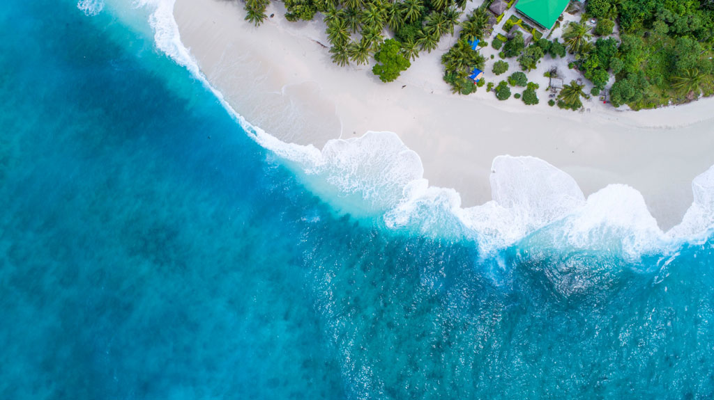 Overhead shot of beach in Hawaii