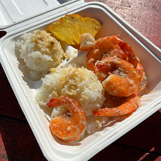 Garlic shrimp Fumi's Kahuku Shrimp