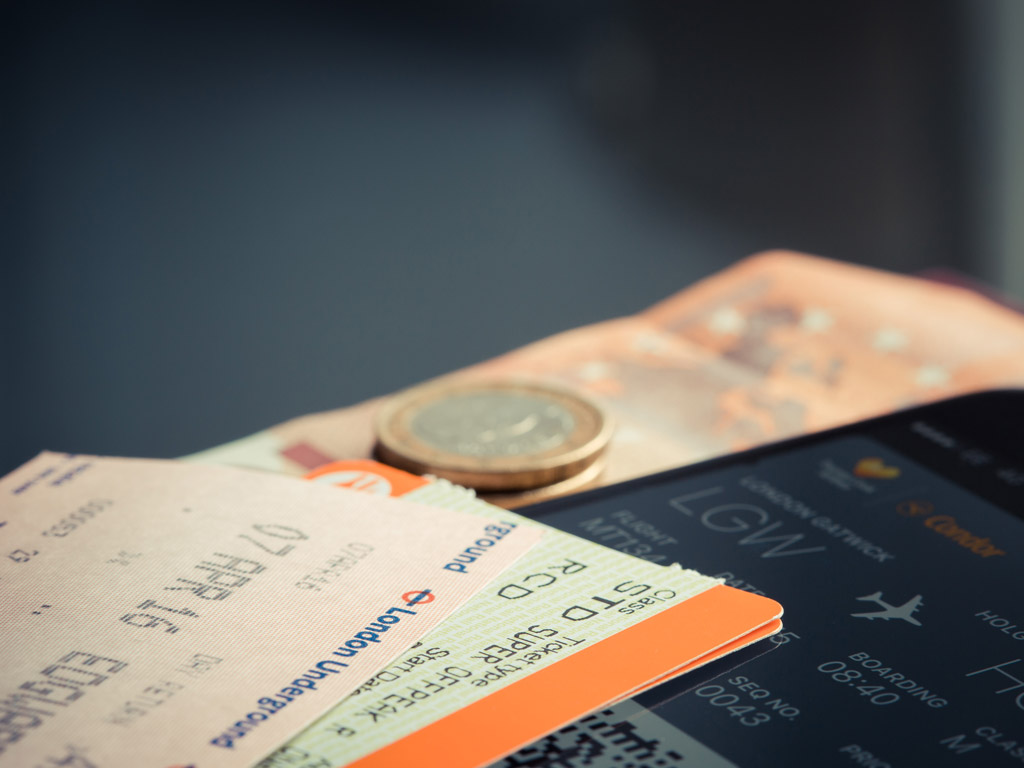 Train tickets, flight details and foreign currency