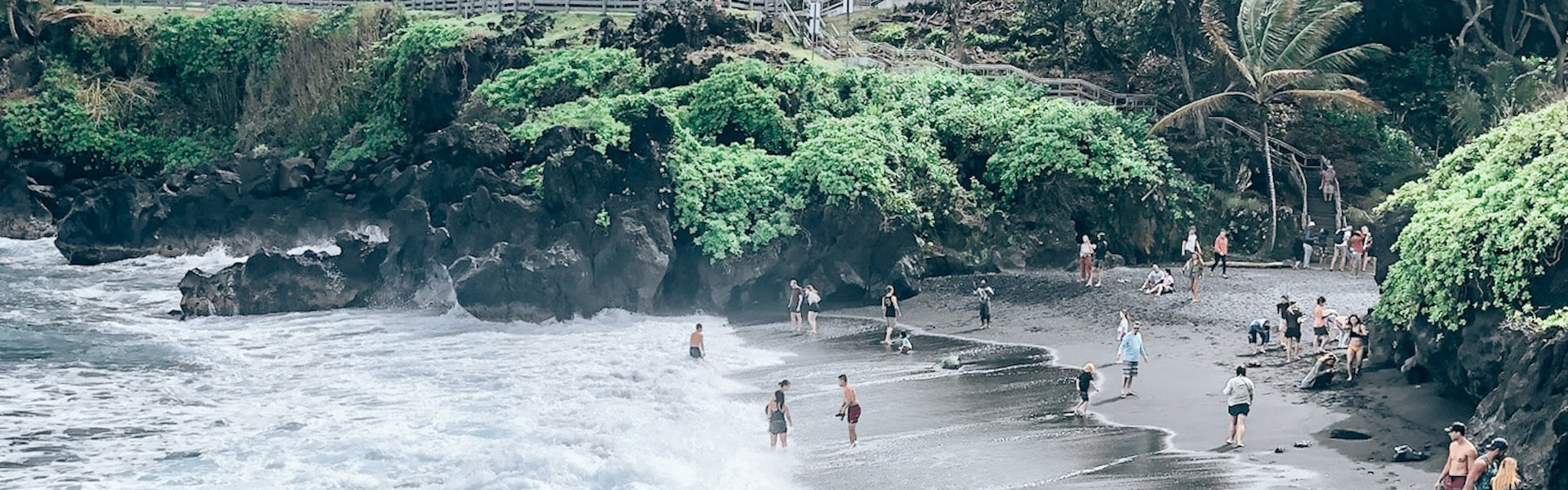 Black sand beach, Hana, Maui