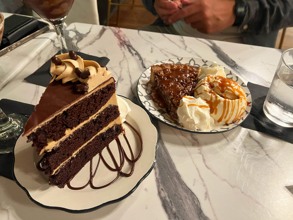 Cake and pecan pie from Lulu's Chocolate Bar, Savannah
