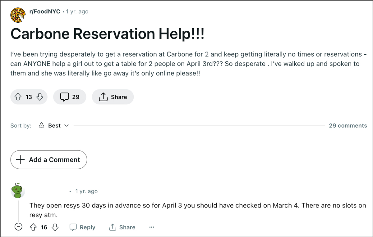 Screenshot from Reddit