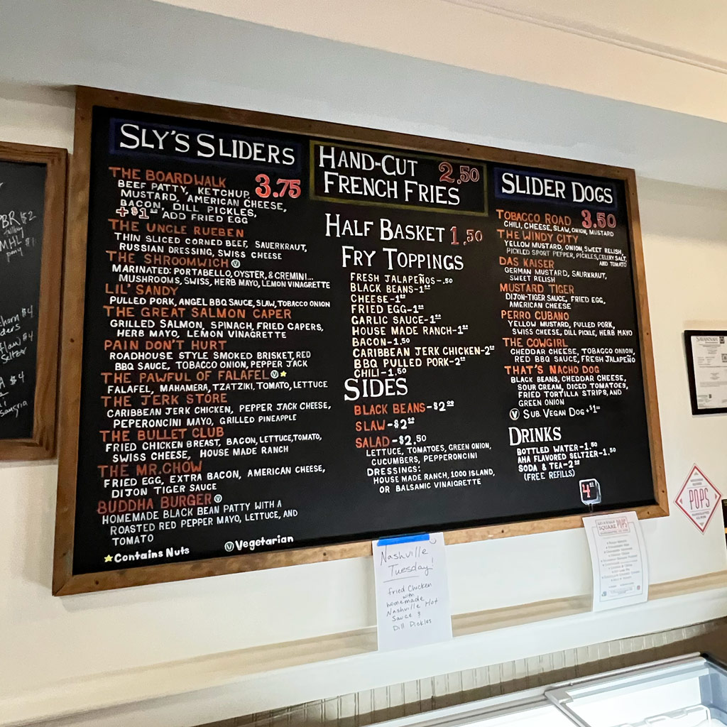 Menu at Sly's Sliders and Fries, Savannah