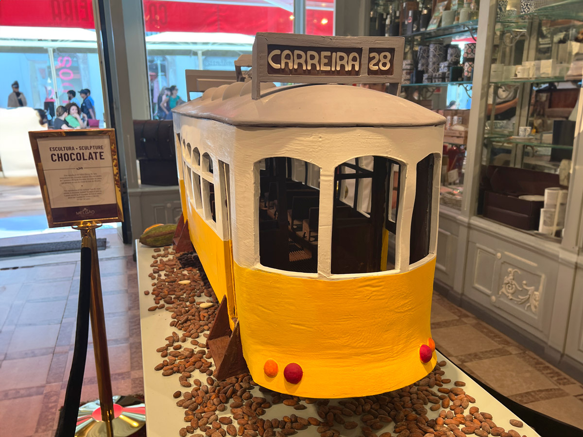 Chocolate model of 28 Tram in Lisbon