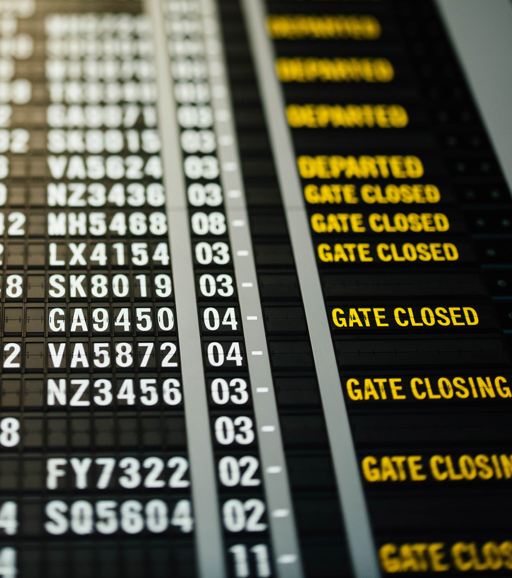 Departures board at airport