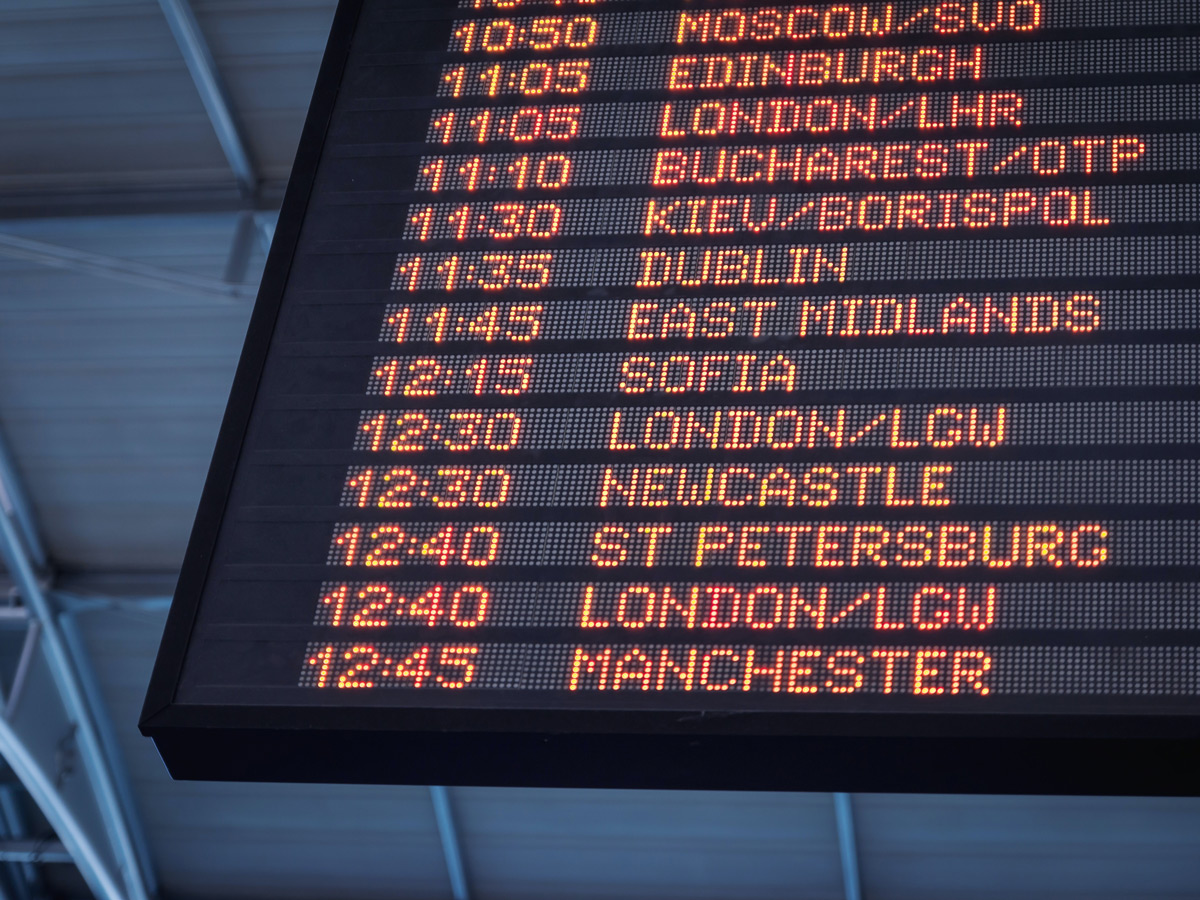 Departures board at airport