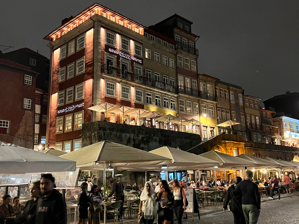 Cais da Ribeira Porto at Night